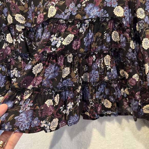 Coco Jaimeson Women’s Boho Floral Print Ruffle Blouse V-Neck Tiered Peplum - Picture 5 of 10